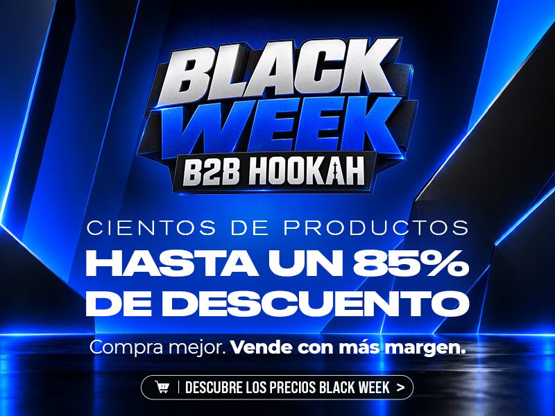 Black Week B2B Hookah: cientos de productos con hasta un 85 % de descuento. Compra mejor, vende con más margen. Hasta el domingo 8 de noviembre.
