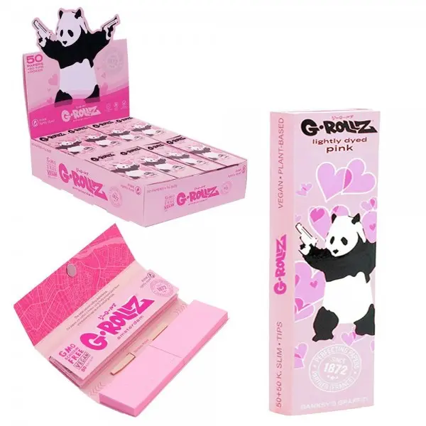 Pack Papel de Liar + Cartón para Boquillas G-Rollz Banksy Panda Gunnin Pink